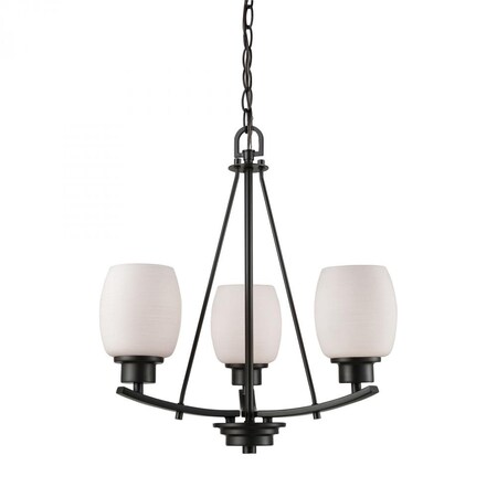 Thomas Casual Mission 3-Light Chandelier in in Oil Rubbed Bronze with White L CN170321